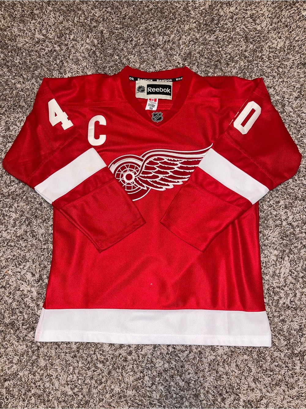 Reebok Detroit Red Wings Henrik Zetterberg #40 NHL Hockey Jersey Size 50 Red